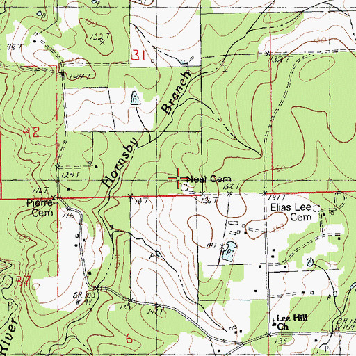 Topographic Map of Neal Cemetery, LA