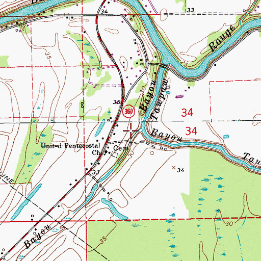 Topographic Map of Negro Foot Bayou, LA