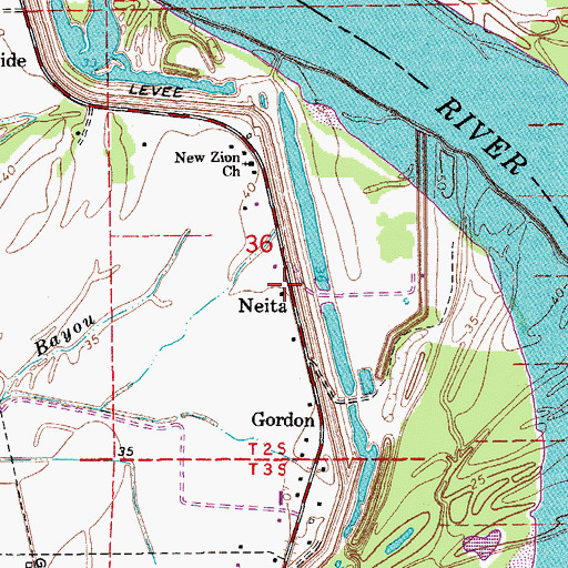 Topographic Map of Neita, LA