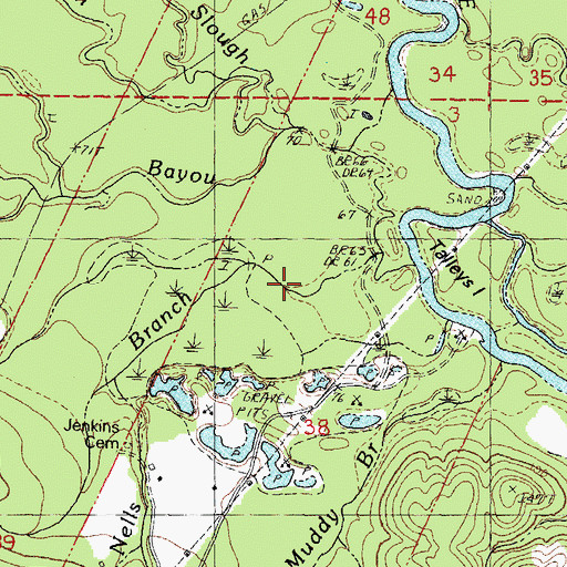 Topographic Map of Nells Branch, LA