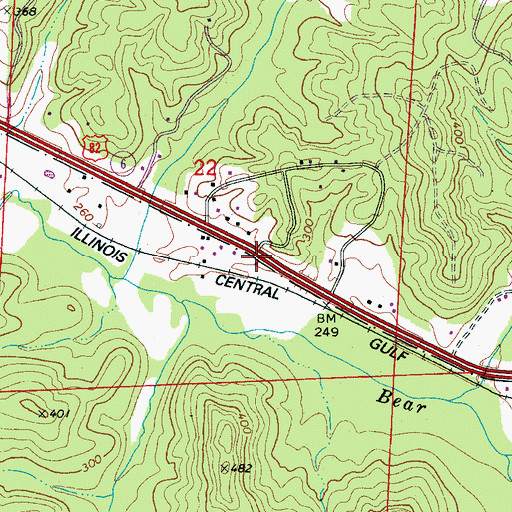 Topographic Map of Bliss (historical), AL