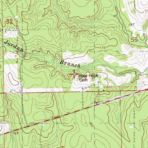 Topographic Map of New Hope Cemetery, LA