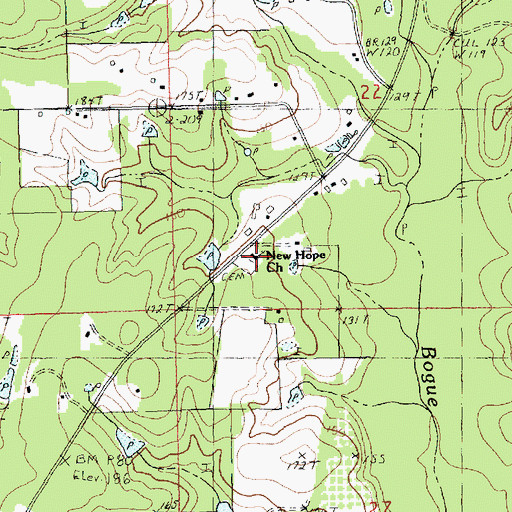 Topographic Map of New Hope Church, LA