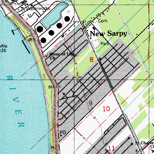 Topographic Map of New Sarpy, LA