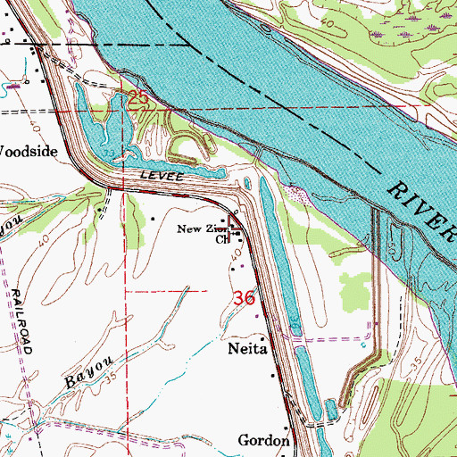 Topographic Map of New Zion Church, LA