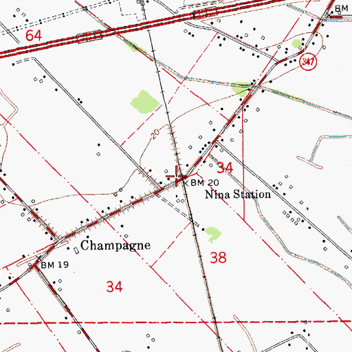 Topographic Map of Nina Station, LA