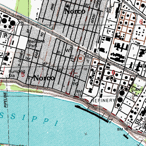 Topographic Map of Norco, LA