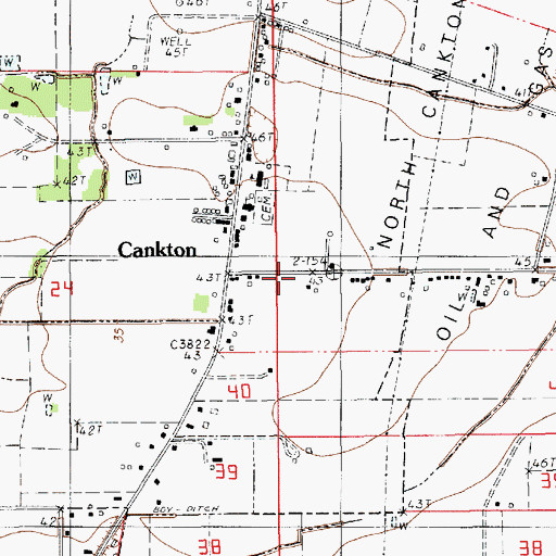 Topographic Map of North Cankton Oil and Gas Field, LA