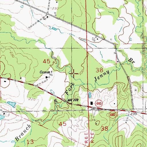 Topographic Map of North Fork Jenny Branch, LA