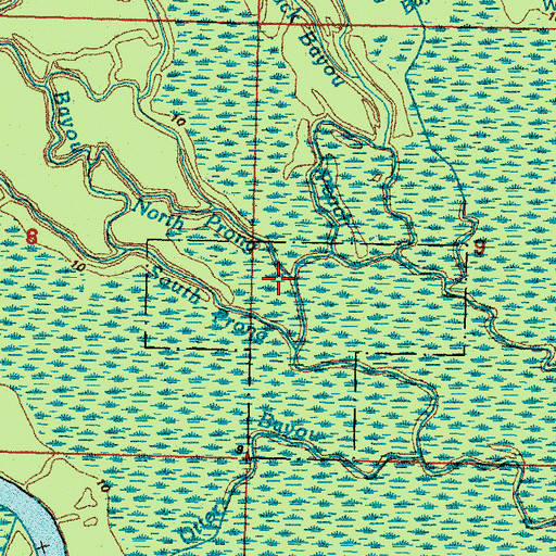 Topographic Map of North Prong Goose Pond Bayou, LA