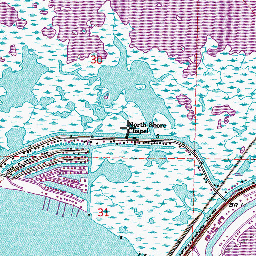 Topographic Map of North Shore Chapel, LA
