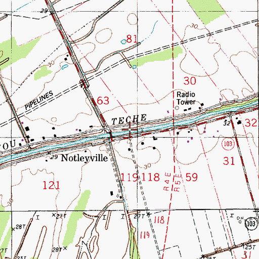 Topographic Map of Notelyville, LA