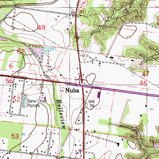 Topographic Map of Nuba, LA