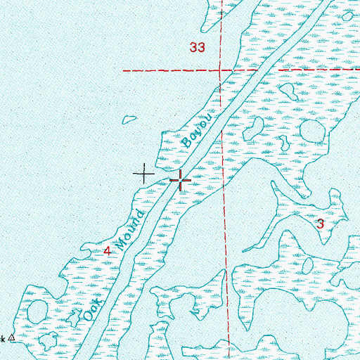 Topographic Map of Oak Mound Bayou, LA