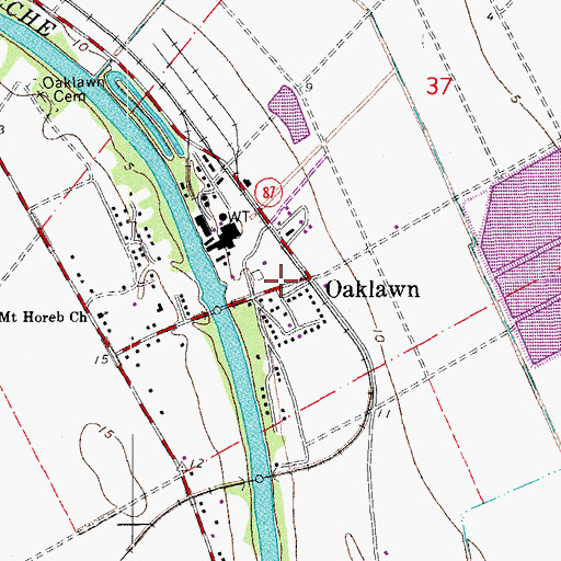 Topographic Map of Oaklawn, LA