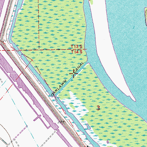 Topographic Map of Oaklawn Canal, LA