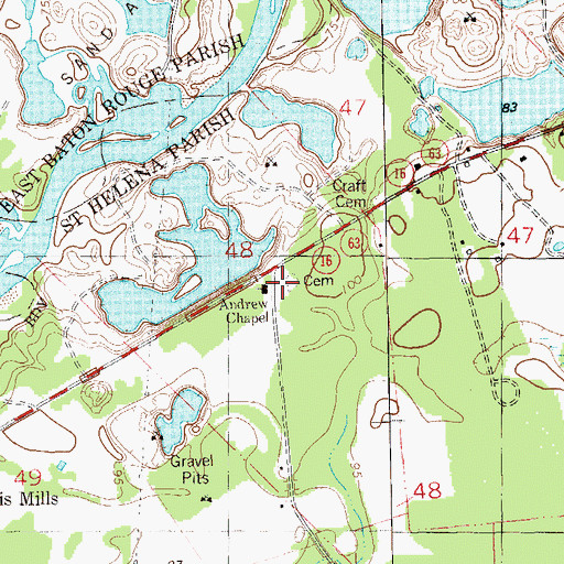 Topographic Map of Odom School, LA