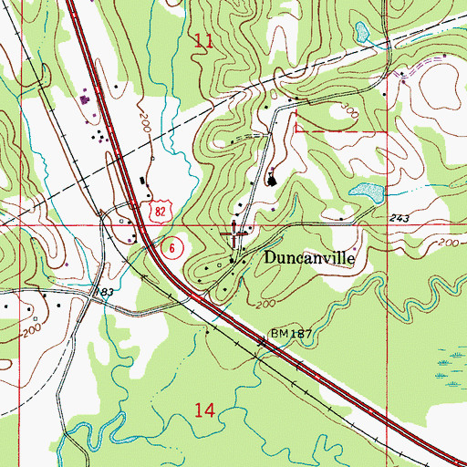 Topographic Map of Duncanville Cemetery, AL