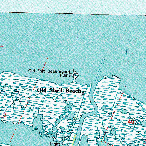 Topographic Map of Old Fort Beauregard Ruins, LA
