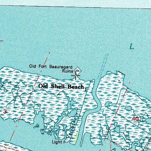 Topographic Map of Old Shell Beach, LA