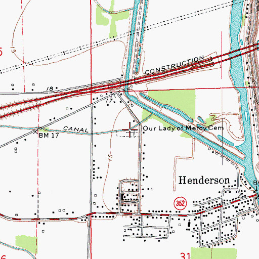 Topographic Map of Our Lady of Mercy Cemetery, LA