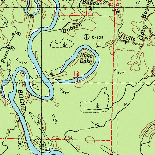 Topographic Map of Page Lake, LA