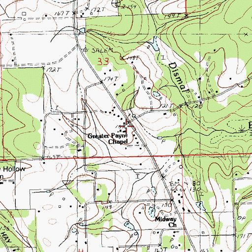 Topographic Map of Greater Payne Chapel, LA