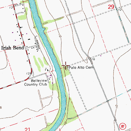 Topographic Map of Palo Alto Cemetery, LA