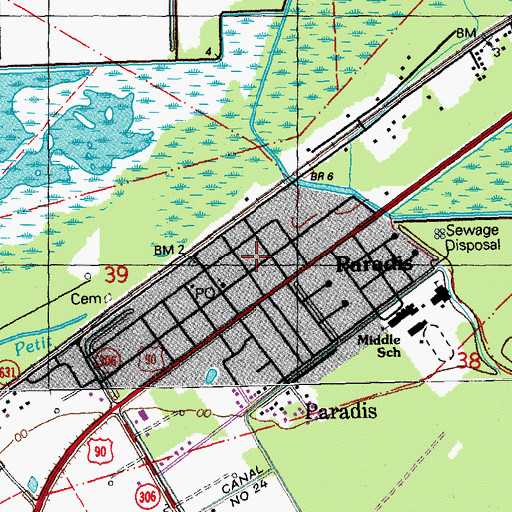 Topographic Map of Paradis, LA