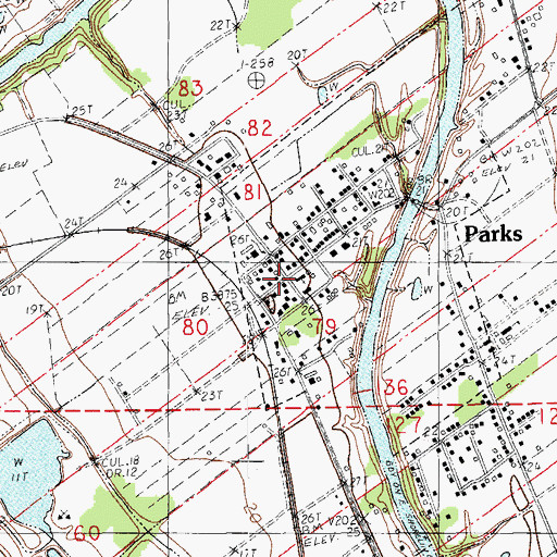 Topographic Map of Parks, LA