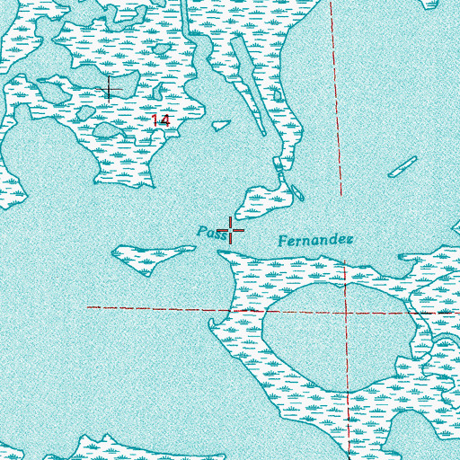 Topographic Map of Pass Fernandez, LA