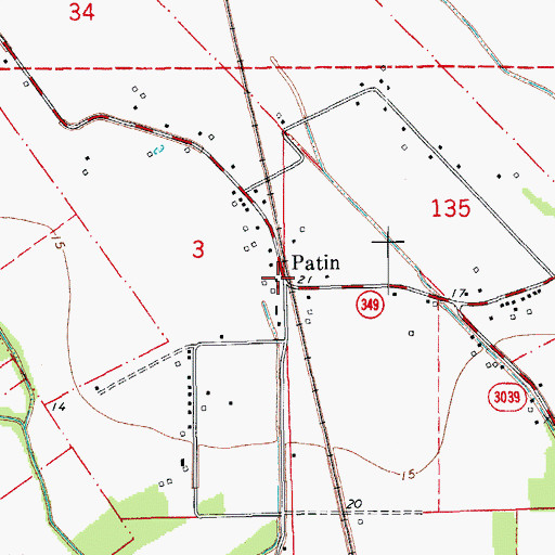 Topographic Map of Patin, LA