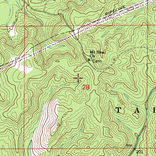 Topographic Map of Evergreen School (historical), AL