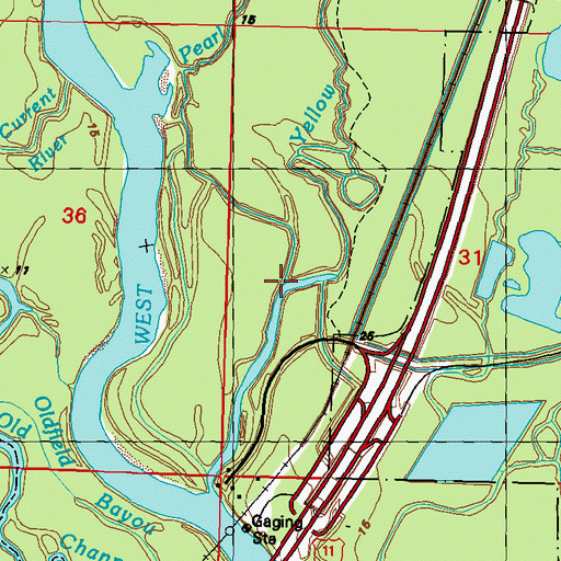 Topographic Map of Pearl Bayou, LA