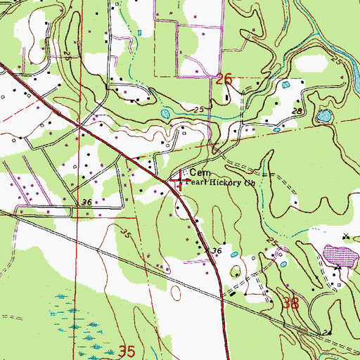 Topographic Map of Pearl Hickory Church, LA