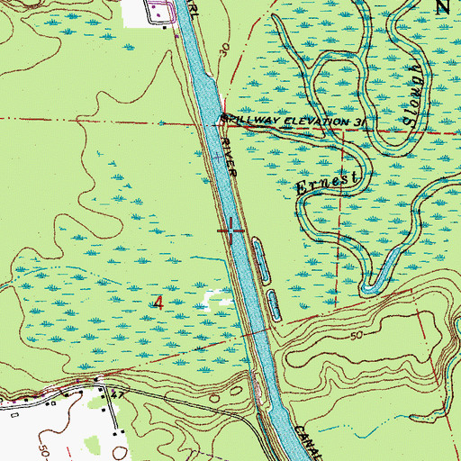 Topographic Map of Pearl River Canal, LA