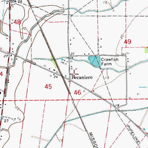 Topographic Map of Pecaniere, LA