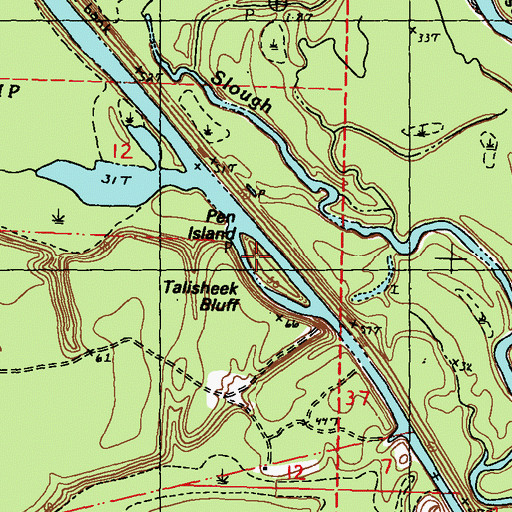 Topographic Map of Pen Island, LA