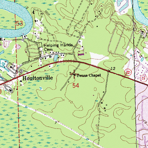 Topographic Map of Penns Chapel, LA