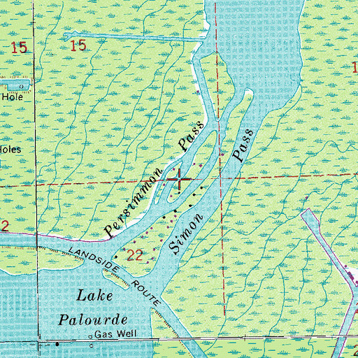 Topographic Map of Persimmon Pass, LA