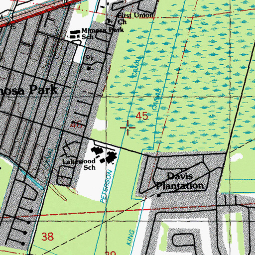 Topographic Map of Peterson Canal, LA