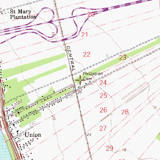 Topographic Map of Philippian Cemetery, LA