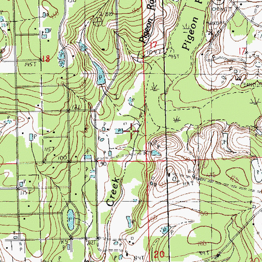 Topographic Map of Pigeon Roost Creek, LA