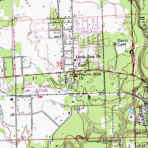Topographic Map of Pilgrim Rest Church, LA