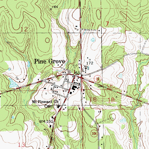 Topographic Map of Pine Grove, LA
