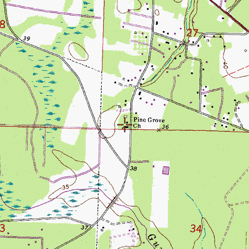 Topographic Map of Pine Grove Church, LA