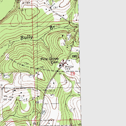 Topographic Map of Pine Grove Church, LA