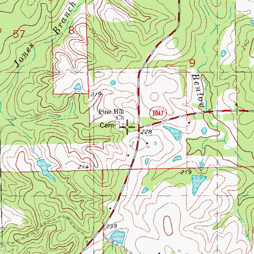 Topographic Map of Pine Hill Church, LA