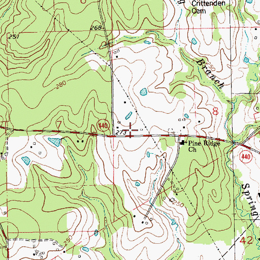Topographic Map of Pine Ridge Church, LA
