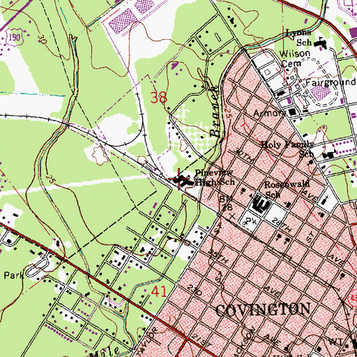 Topographic Map of Pine View Middle School, LA